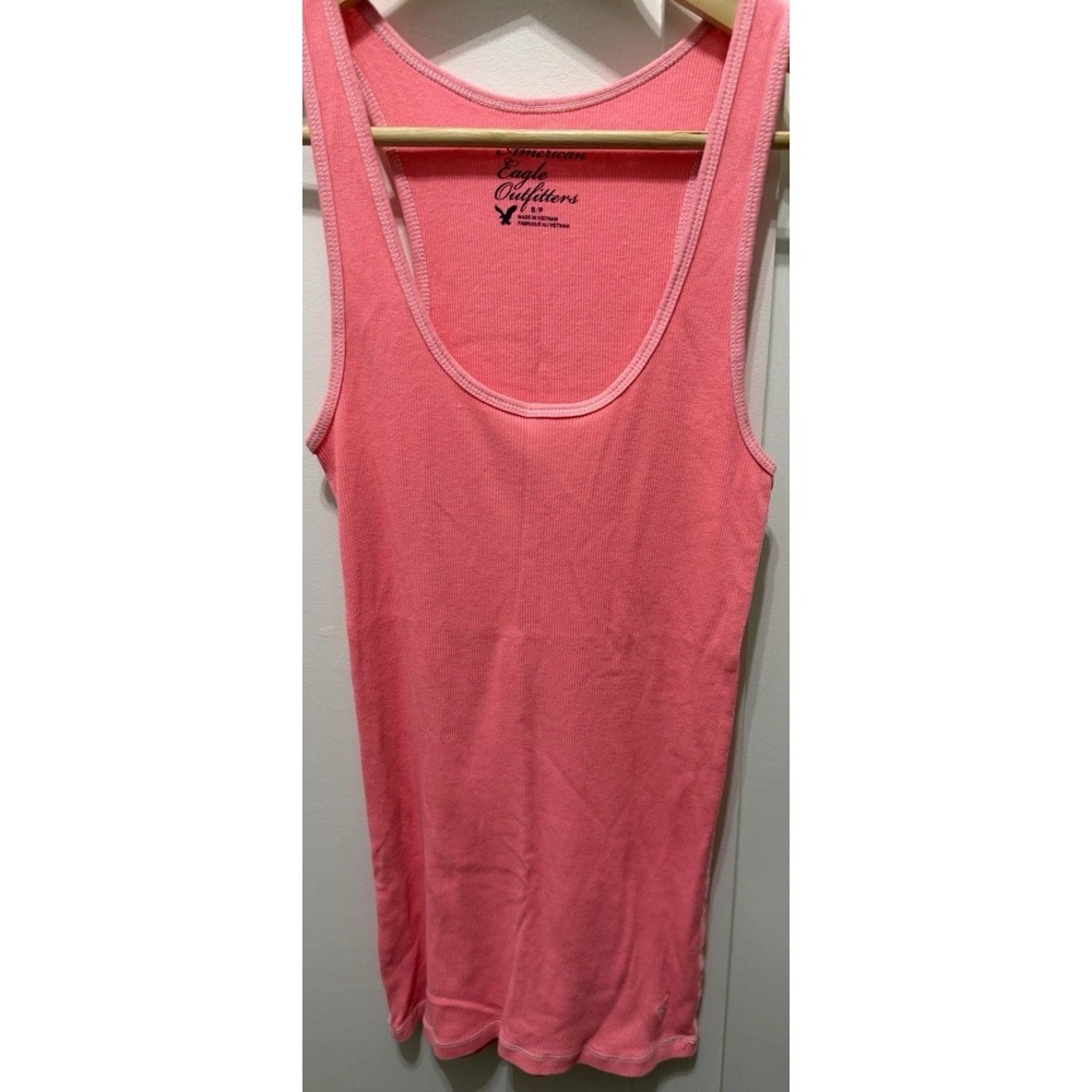 American Eagle Y2K Longline Boyfriend Tank Women's Size Medium Hot Pink 90s
